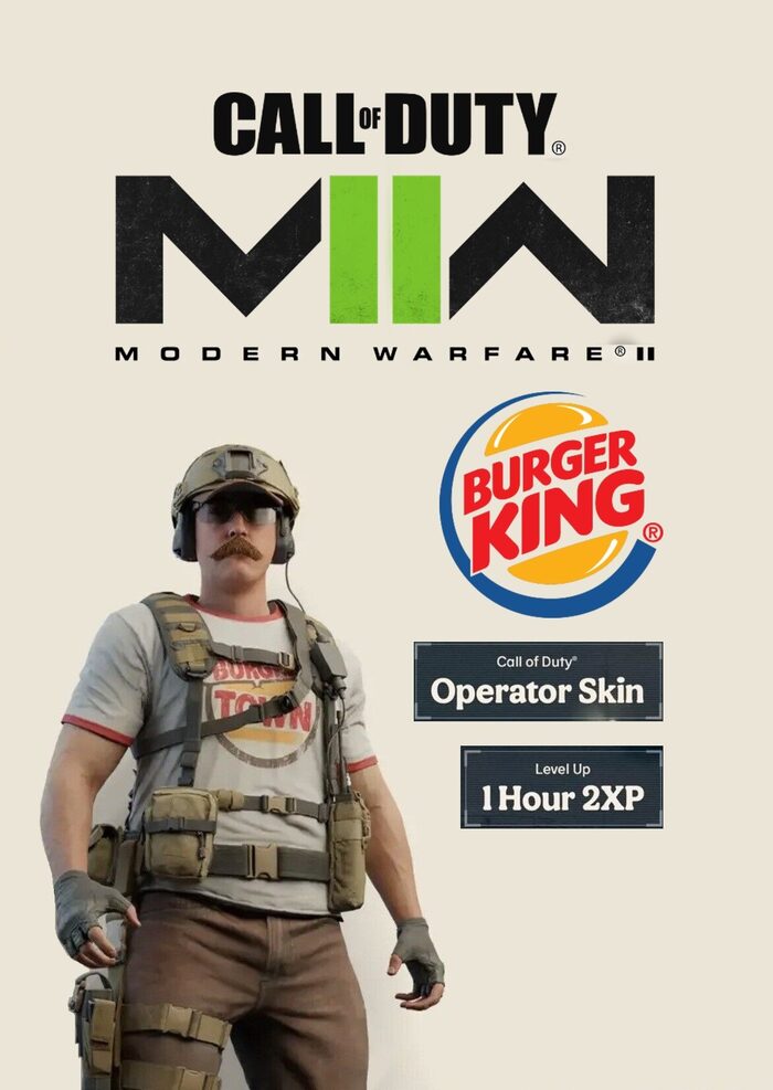 Modern Warfare II: 1 Hour 2XP + Burger King Operator Skin Key (PC / XBOX / PS4 / PS5)