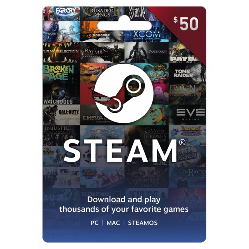 Steam Wallet Gift Card 50 USD Code (Digital Download)