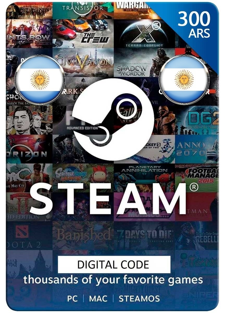 Steam Wallet Gift Card 300 ARS Code (Digital Download)