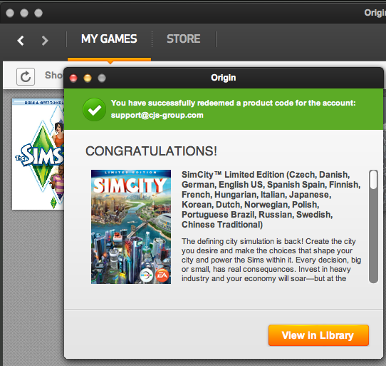 Simcity Product Key